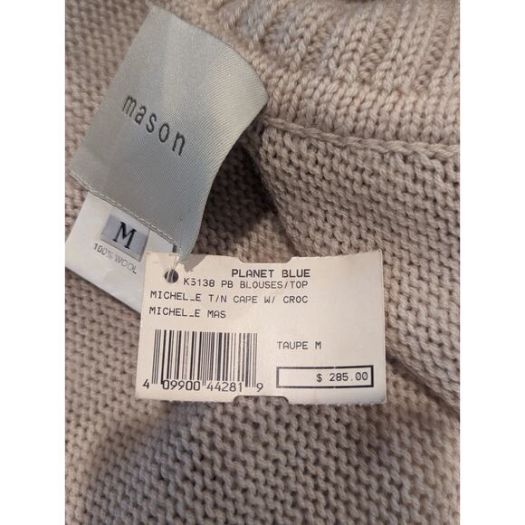 NWT Mason TurtleNeck Sweater Shawl Poncho Wool SOFT Gorgeous! Medium (O/S) Beige - Picture 9 of 9